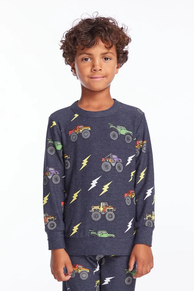 Kids Boys Chaser Brand Monster Truck Rally Boys Long Sleeve