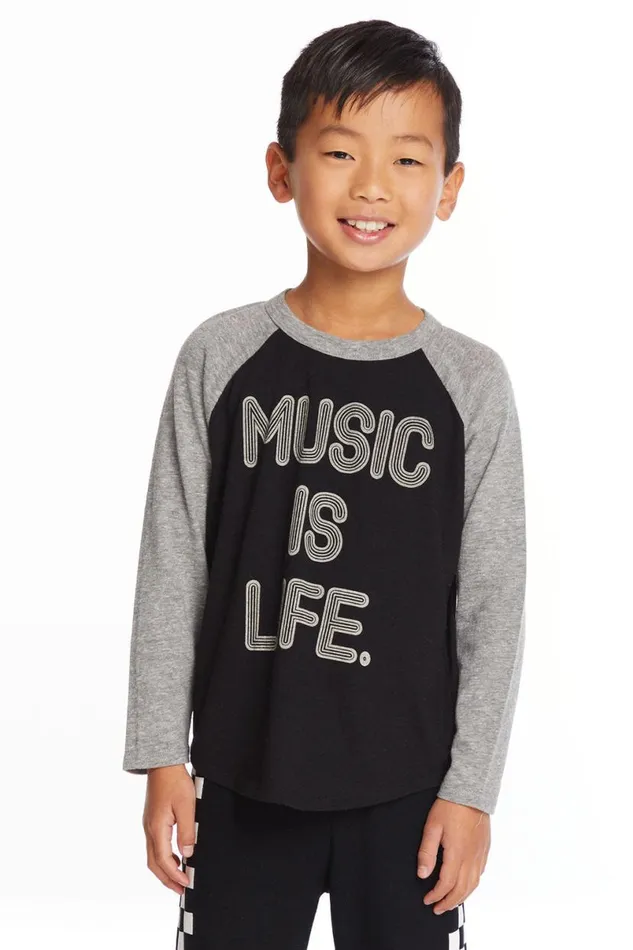Kids Boys Chaser Brand Music Is Life Boys Baseball Tee