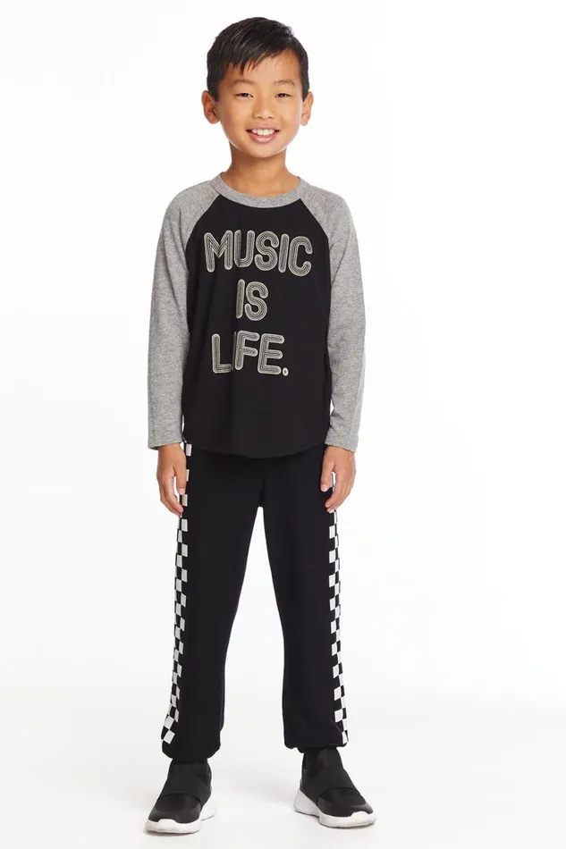 Kids Boys Chaser Brand Music Is Life Boys Baseball Tee