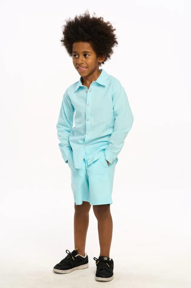 Kids Boys Chaser Brand Nichola Long Sleeve Button Down 8211 Clear Blue