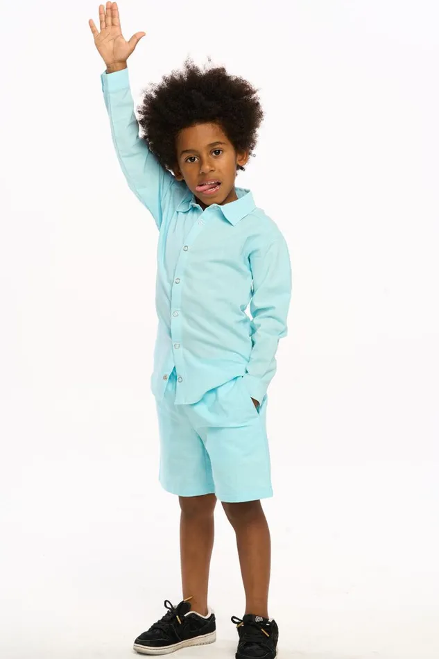 Kids Boys Chaser Brand Nichola Long Sleeve Button Down 8211 Clear Blue