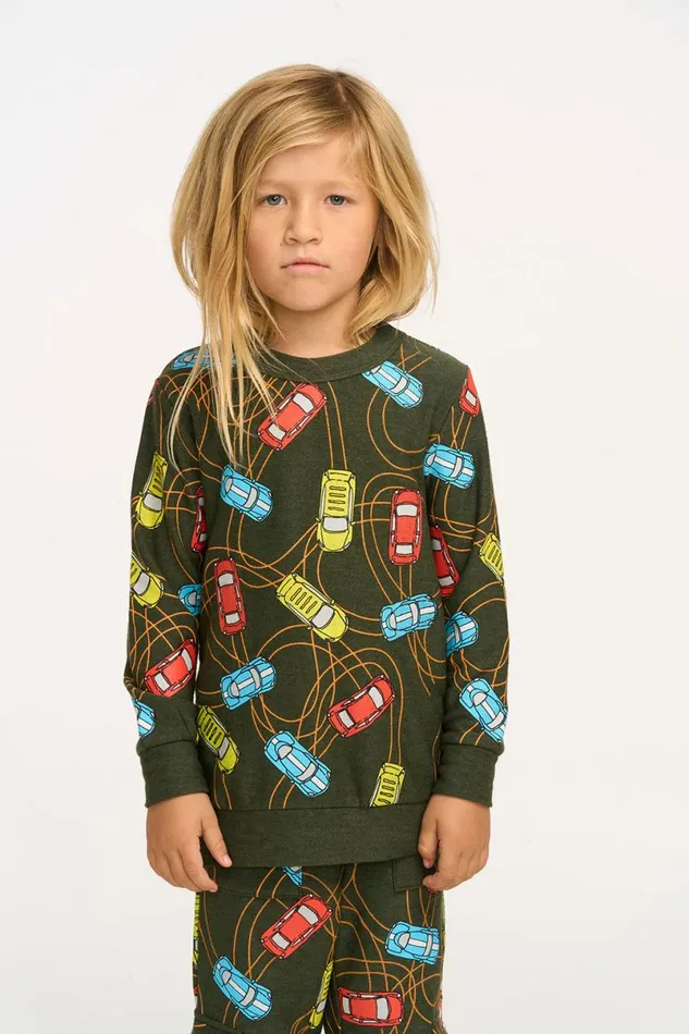 Kids Boys Chaser Brand Race Cars Pullover