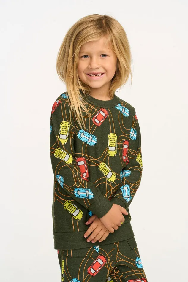 Kids Boys Chaser Brand Race Cars Pullover