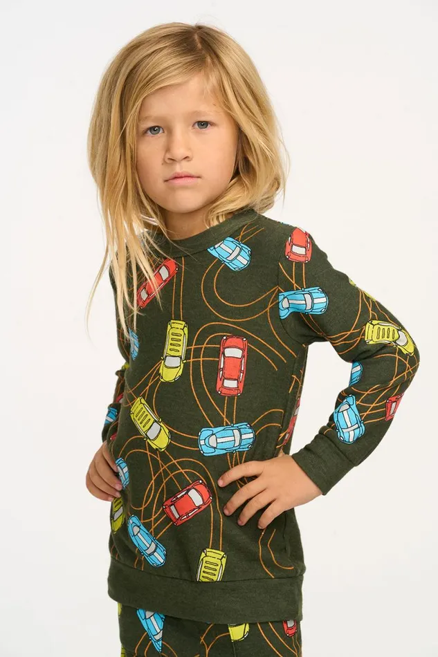 Kids Boys Chaser Brand Race Cars Pullover