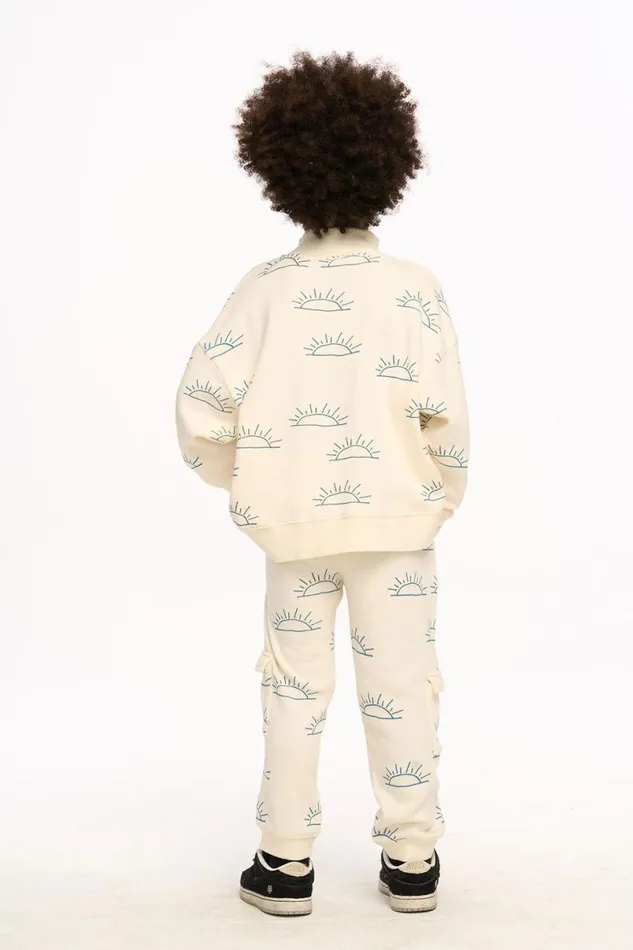 Kids Boys Chaser Brand Rising Sun Sam Half Zip Pullover Coco Milk