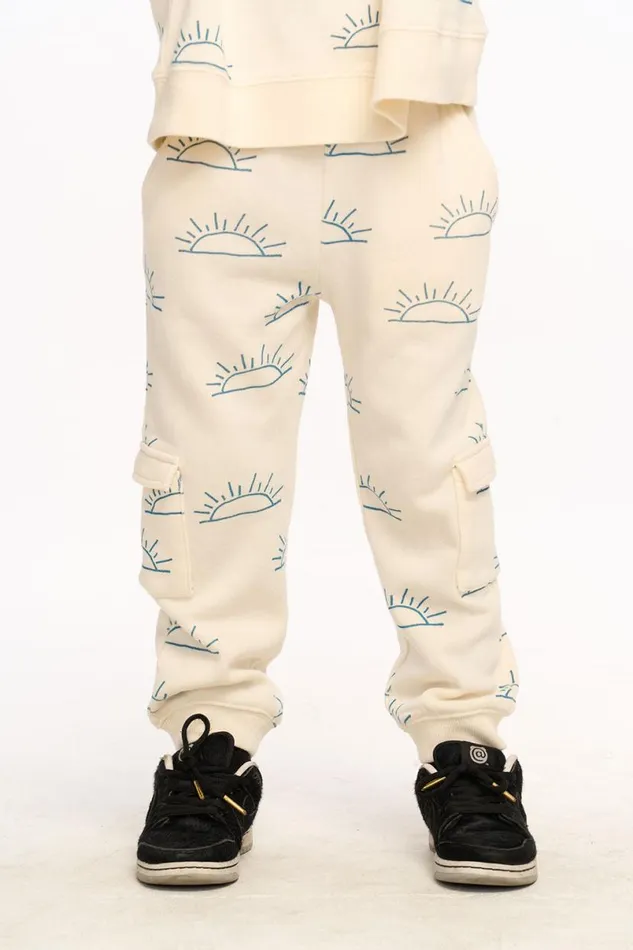 Kids Boys Chaser Brand Rising Sun Santiago Cargo Joggers 8211 Coco Milk
