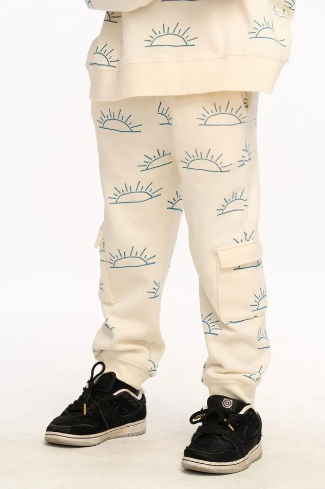 Kids Boys Chaser Brand Rising Sun Santiago Cargo Joggers 8211 Coco Milk