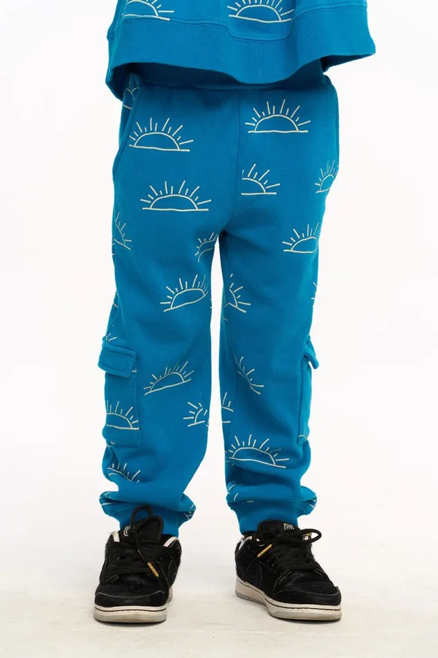 Kids Boys Chaser Brand Rising Sun Santiago Cargo Joggers 8211 Mykonos Blue