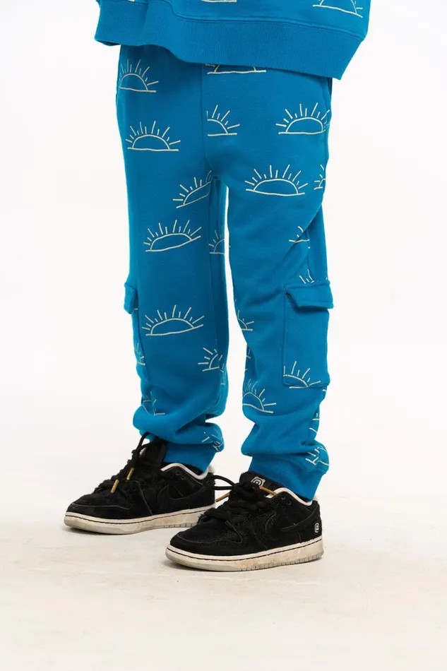 Kids Boys Chaser Brand Rising Sun Santiago Cargo Joggers 8211 Mykonos Blue