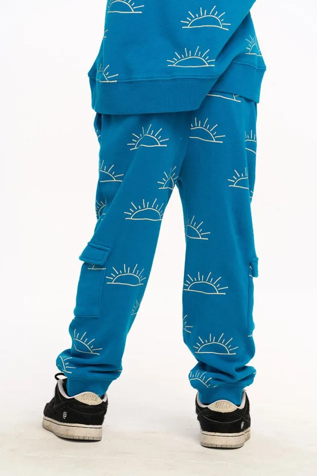 Kids Boys Chaser Brand Rising Sun Santiago Cargo Joggers 8211 Mykonos Blue