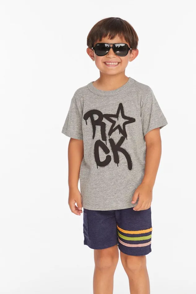 Kids Boys Chaser Brand Rock Star Boys Crew Neck Short Sleeve Tee