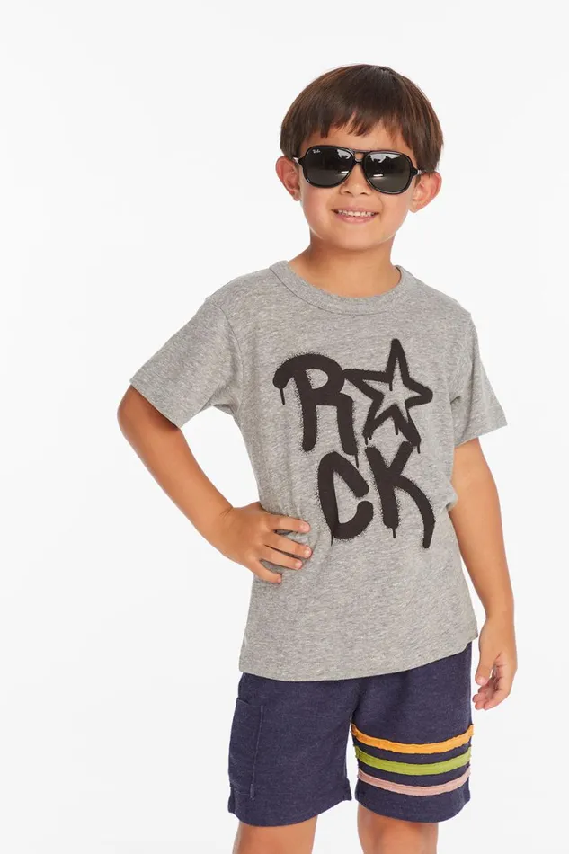 Kids Boys Chaser Brand Rock Star Boys Crew Neck Short Sleeve Tee