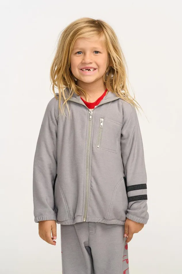 Kids Boys Chaser Brand Silver Gray Zip Up Hoodie