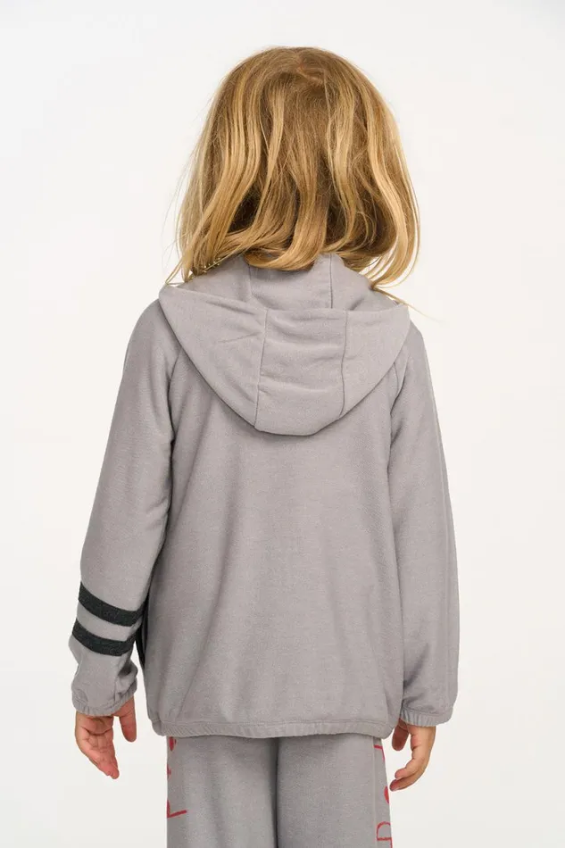 Kids Boys Chaser Brand Silver Gray Zip Up Hoodie