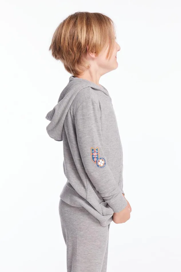 Kids Boys Chaser Brand Ski Patrol Patches Boys Zip Up Hoodie
