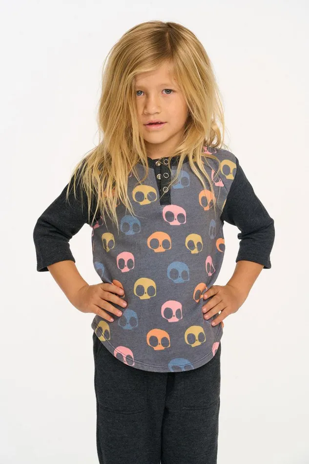 Kids Boys Chaser Brand Skull Candy Henley Tee