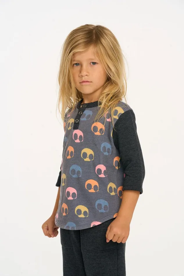 Kids Boys Chaser Brand Skull Candy Henley Tee