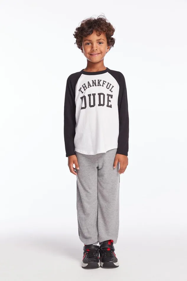 Kids Boys Chaser Brand Thankful Dude Boys Baseball Tee