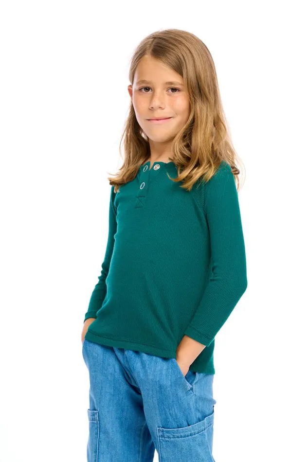 Kids Boys Chaser Brand Thermal Long Sleeve Raglan Henley