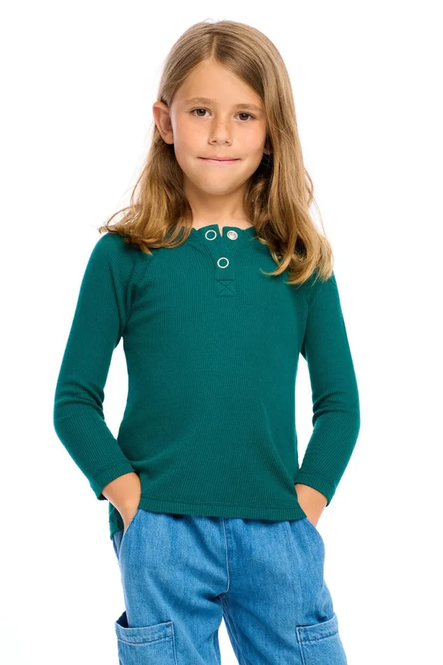 Kids Boys Chaser Brand Thermal Long Sleeve Raglan Henley