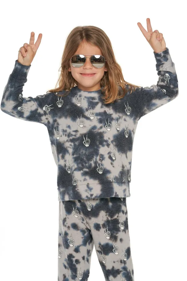 Kids Boys Chaser Brand Tie Dye Skeleton Peace