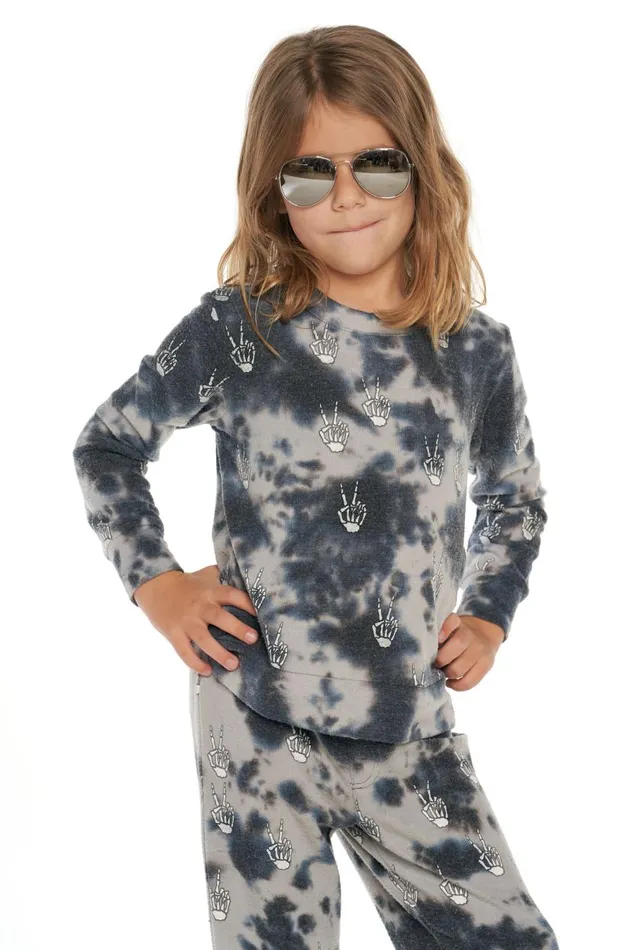 Kids Boys Chaser Brand Tie Dye Skeleton Peace