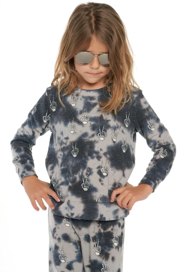 Kids Boys Chaser Brand Tie Dye Skeleton Peace