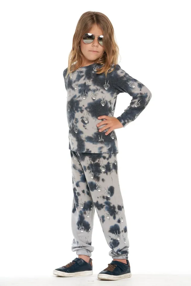 Kids Boys Chaser Brand Tie Dye Skeleton Peace Pants