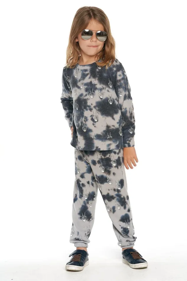Kids Boys Chaser Brand Tie Dye Skeleton Peace Pants
