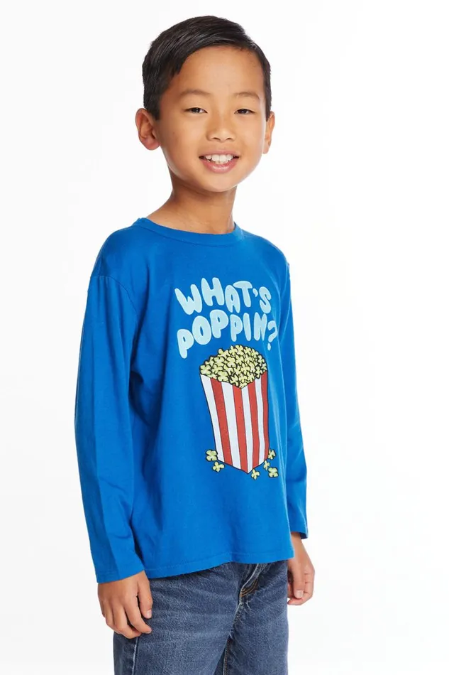 Kids Boys Chaser Brand Whats Poppin039 Boys Long Sleeve Crew Neck Tee