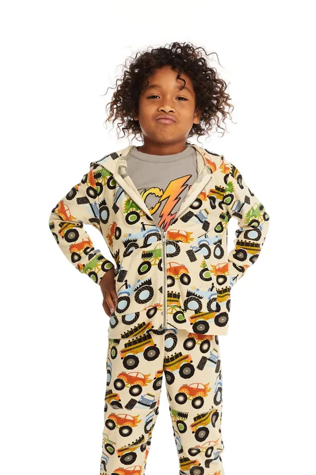 Kids Boys Chaser Brand Zip Up Monster Truck Hoodiee