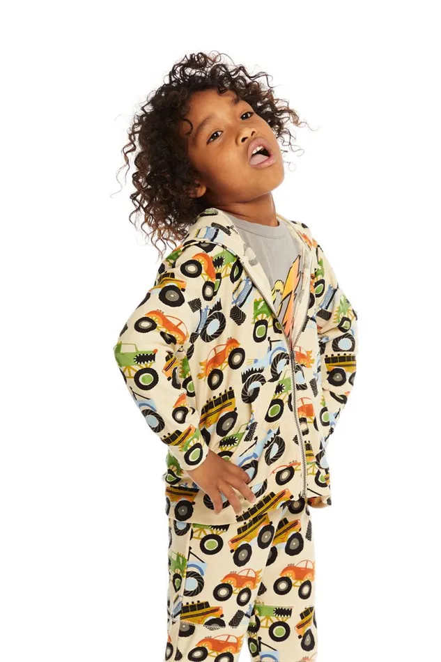 Kids Boys Chaser Brand Zip Up Monster Truck Hoodiee