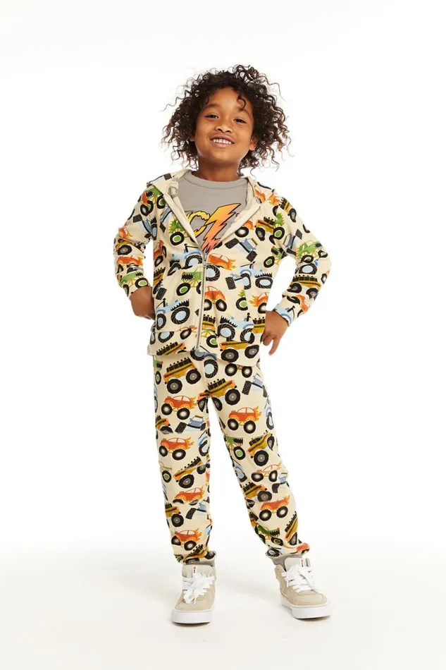 Kids Boys Chaser Brand Zip Up Monster Truck Hoodiee