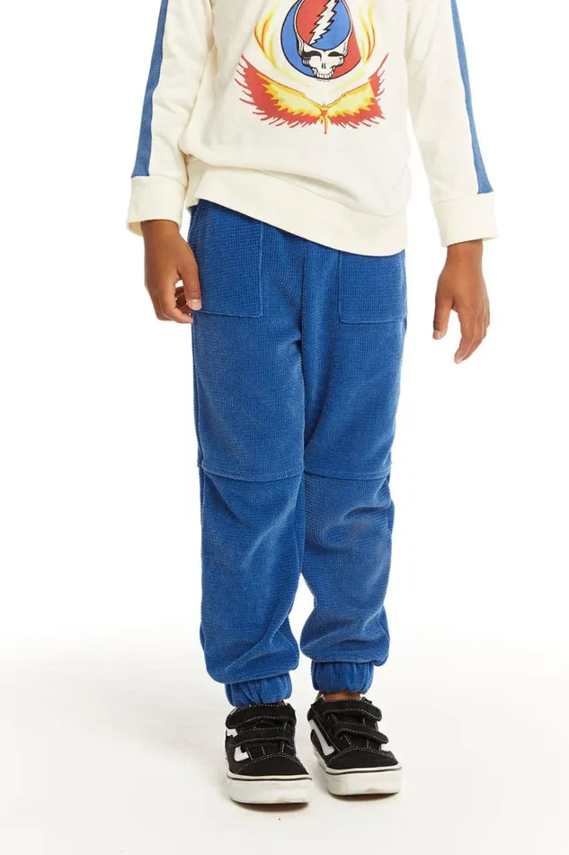 Kids Boys Chaser Brand Zipper Leg Peacock Blue Jogger