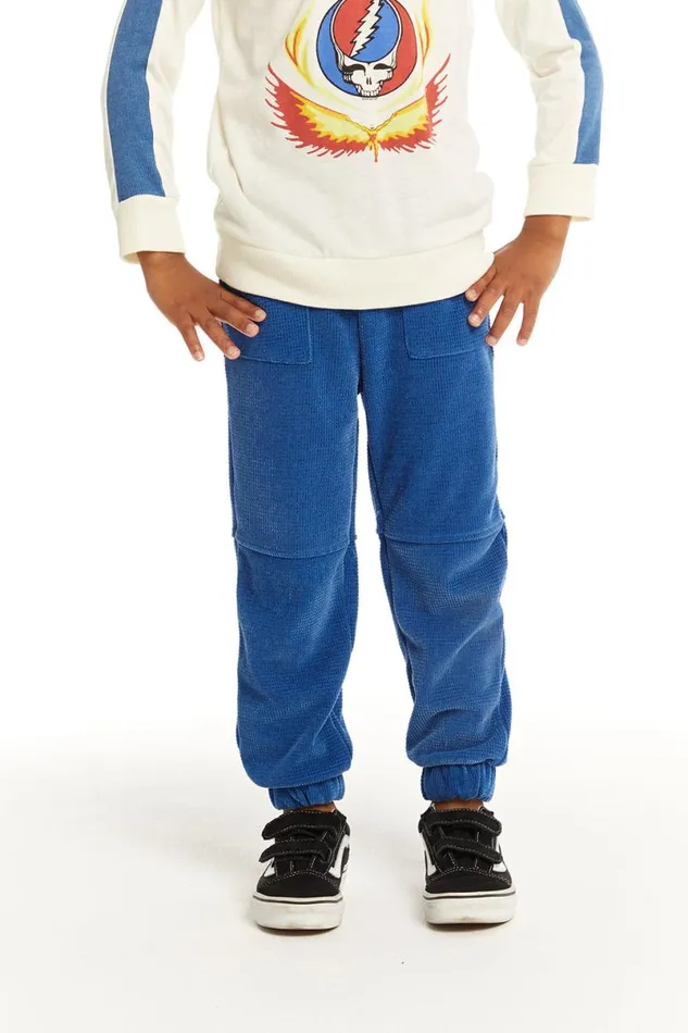 Kids Boys Chaser Brand Zipper Leg Peacock Blue Jogger