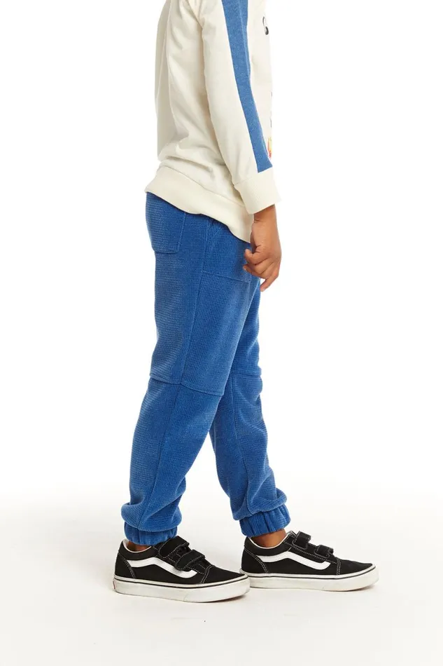 Kids Boys Chaser Brand Zipper Leg Peacock Blue Jogger