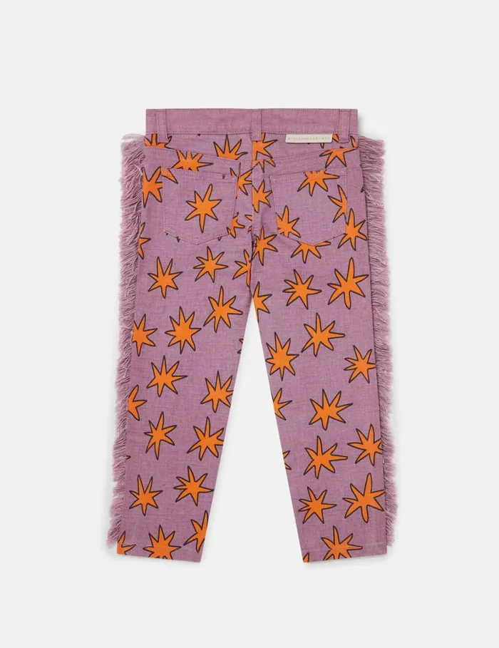 Kids Bright Stars Fringe Denim Jeans Violet Multi Stella McCartney Pants and Shorts