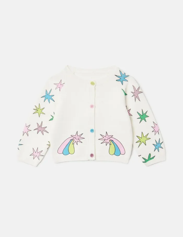 Kids Bright Stars Knitted Cardigan Ivory Stella McCartney Baby Girls