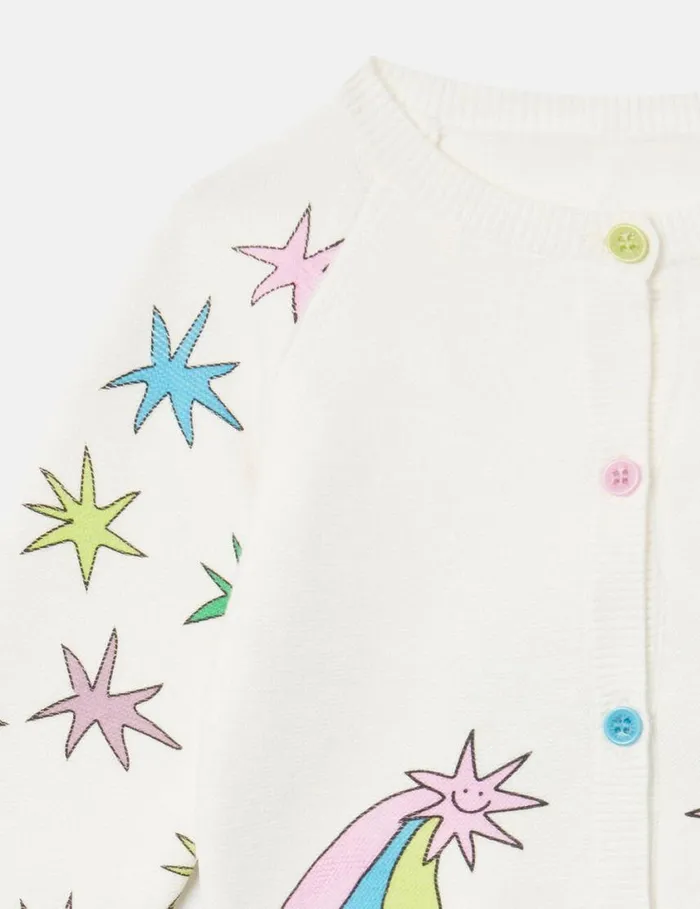 Kids Bright Stars Knitted Cardigan Ivory Stella McCartney Baby Girls Kids Bright Stars Knitted Cardigan Ivory Stella McCartney Baby Girls