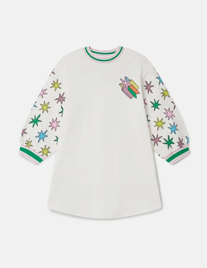 Kids Bright Stars Sweatshirt Dress Cream Stella McCartney Dresses and Jumpsuits