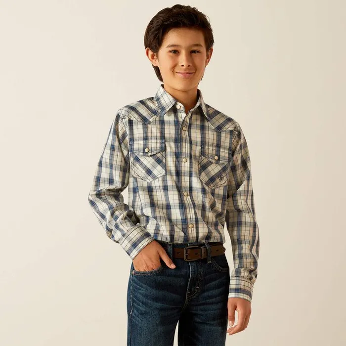 Kids Button Down Shirts Ariat Hampton Retro Fit Shirt Navy