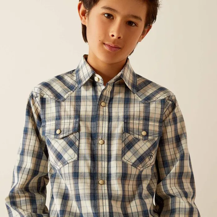Kids Button Down Shirts Ariat Hampton Retro Fit Shirt Navy Kids Button Down Shirts Ariat Hampton Retro Fit Shirt Navy