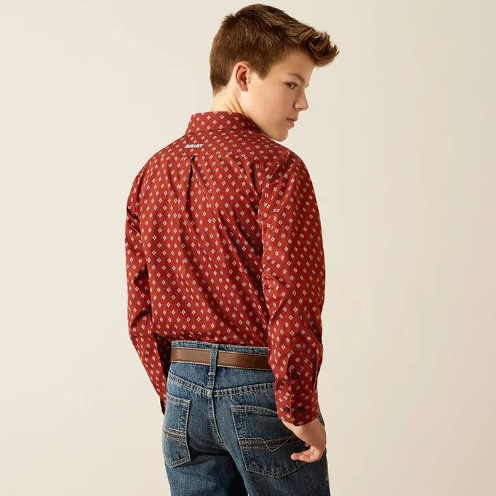 Kids Button Down Shirts Ariat Pax Classic Fit Shirt Burgundy Kids Button Down Shirts Ariat Pax Classic Fit Shirt Burgundy