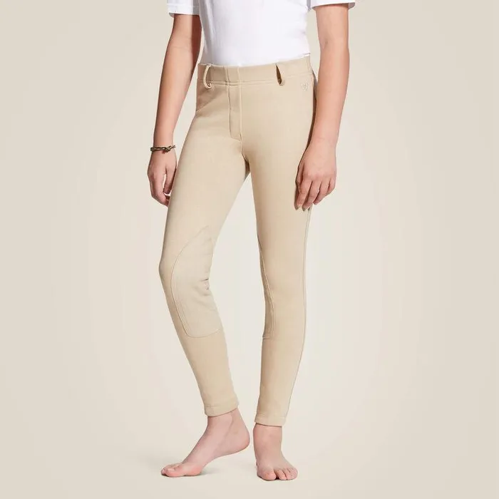 Kids English Riding Clothing Ariat Heritage Knit Knee Patch Breech Tan