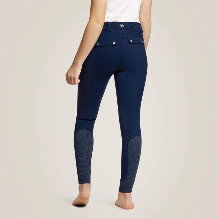 Kids English Riding Clothing Ariat Tri Factor Grip Knee Patch Breech Navy