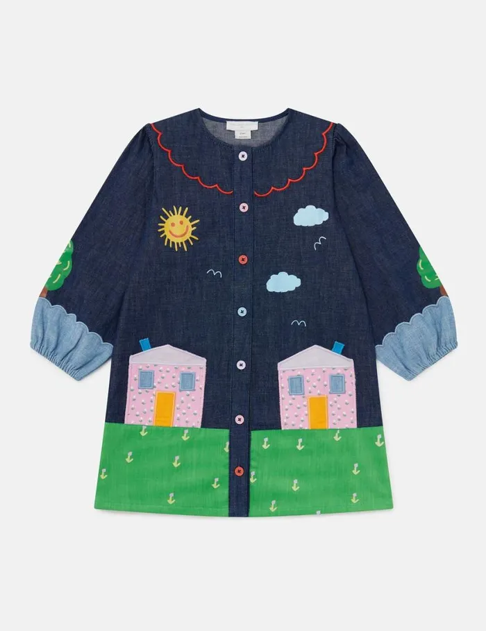 Kids Farmyard Appliqu LongSleeve Dress Multicolour Stella McCartney Dresses and Jumpsuits