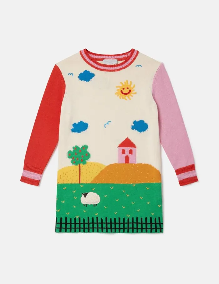 Kids Farmyard Graphic Knitted Dress Multicolour Stella McCartney Dresses and Jumpsuits