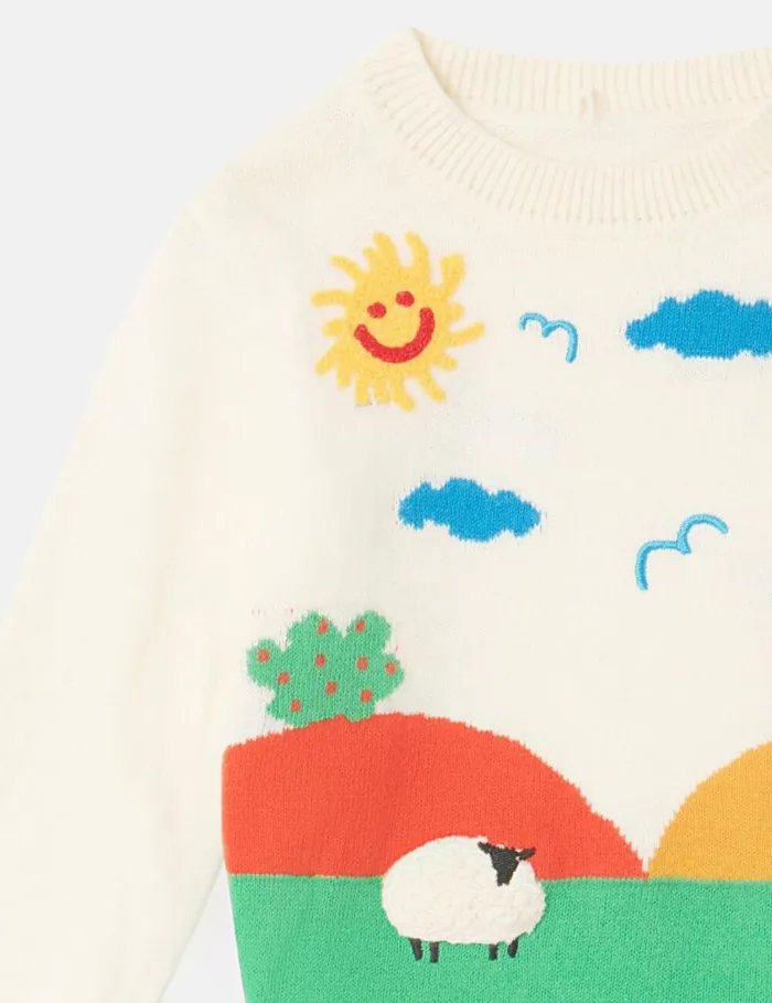 Kids Farmyard Graphic Knitted Sweater Multicolour Stella McCartney Baby Girls Kids Farmyard Graphic Knitted Sweater Multicolour Stella McCartney Baby Girls