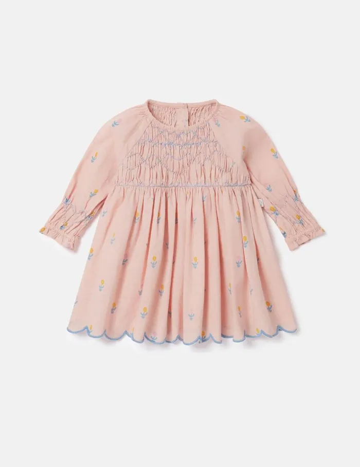 Kids Floral Embroidered LongSleeve Dress Peach Pink Stella McCartney Baby Girls