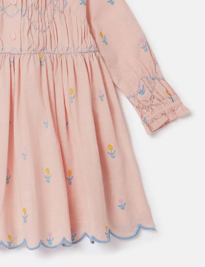 Kids Floral Embroidered LongSleeve Dress Peach Pink Stella McCartney Baby Girls Kids Floral Embroidered LongSleeve Dress Peach Pink Stella McCartney Baby Girls